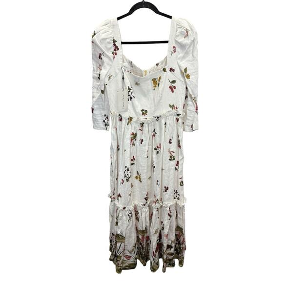 NWT Cara Cara Bluehill Fairytail Mushrooms Border sz 6 Cottagecore Midi Linen - Picture 7 of 13